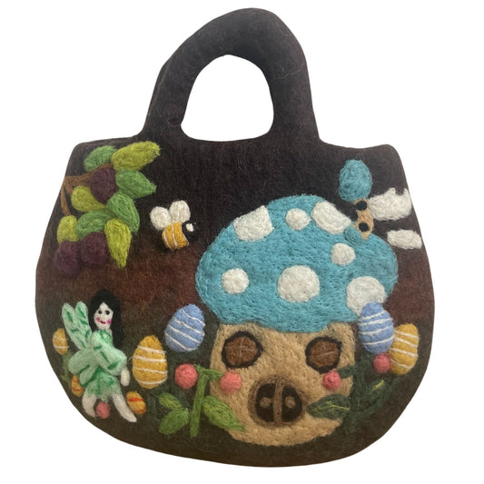 Polished Fairy Garden Felted Bag featuring natural patterning and unique variations - Positive Faith Hope Love