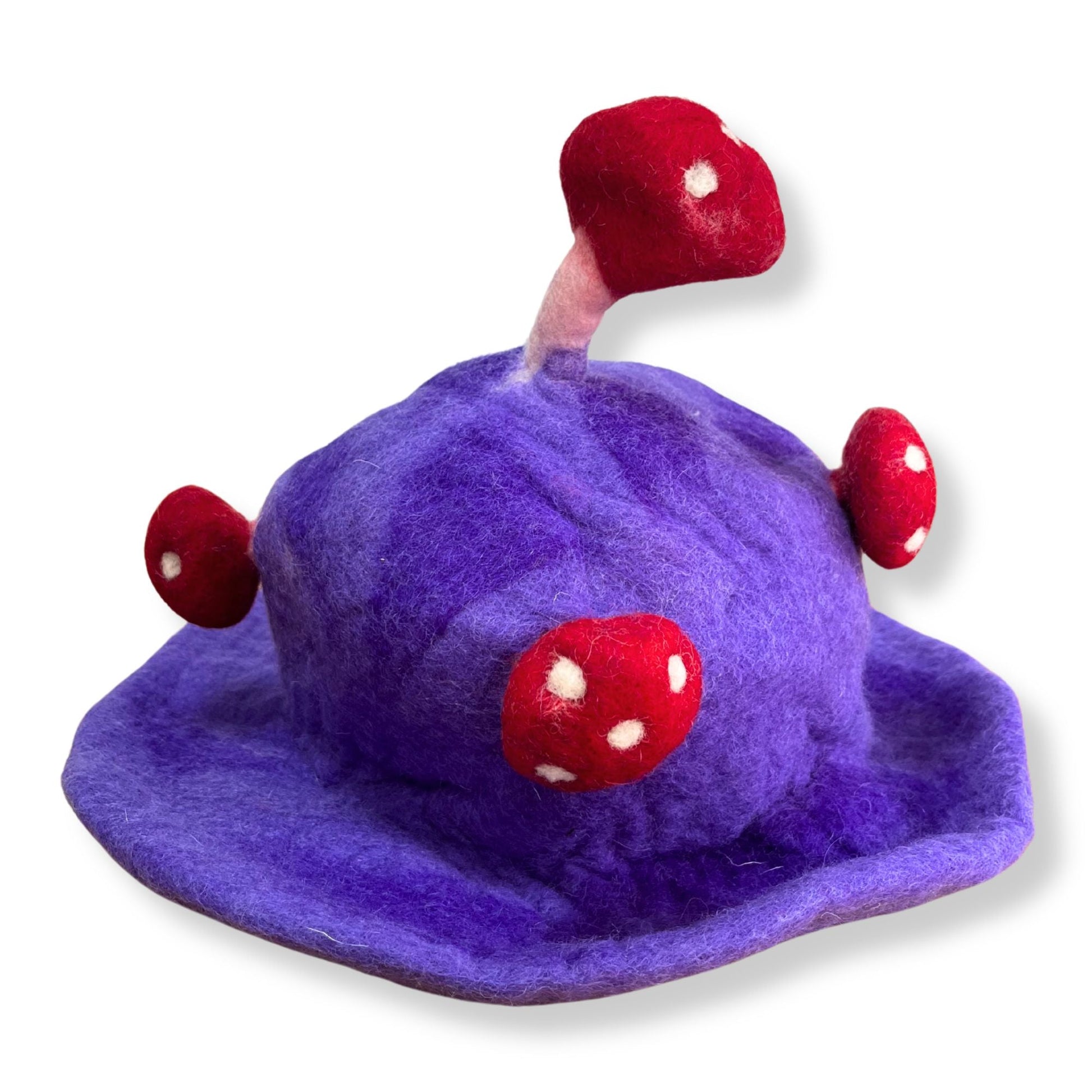Polished Felted Mushroom Hat Dreamy Purple Haze 1 featuring natural patterning and unique variations - Positive Faith Hope Love