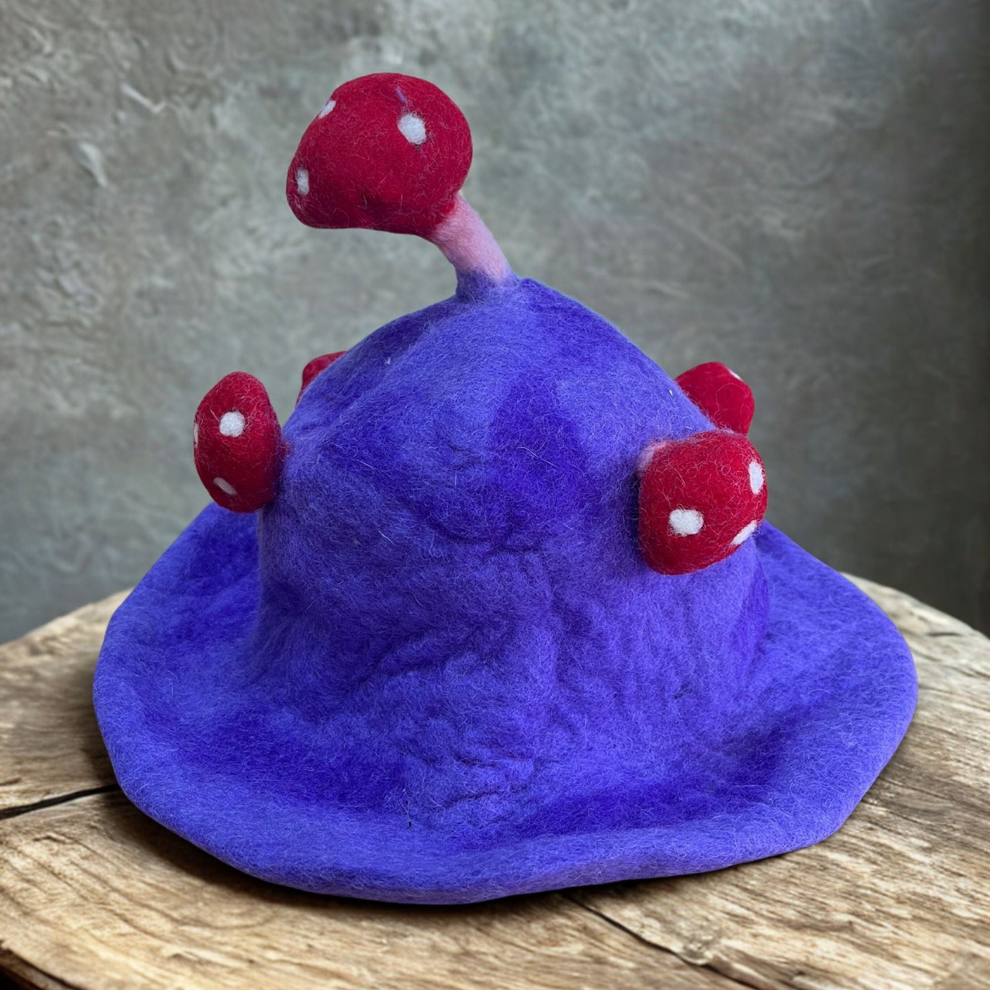 Polished Felted Mushroom Hat Dreamy Purple Haze 1 featuring natural patterning and unique variations - Positive Faith Hope Love