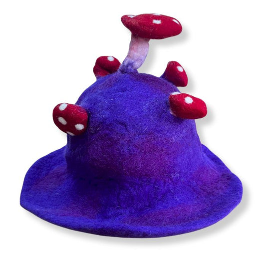 Polished Felted Mushroom Hat - Very Violet featuring natural patterning and unique variations - Positive Faith Hope Love