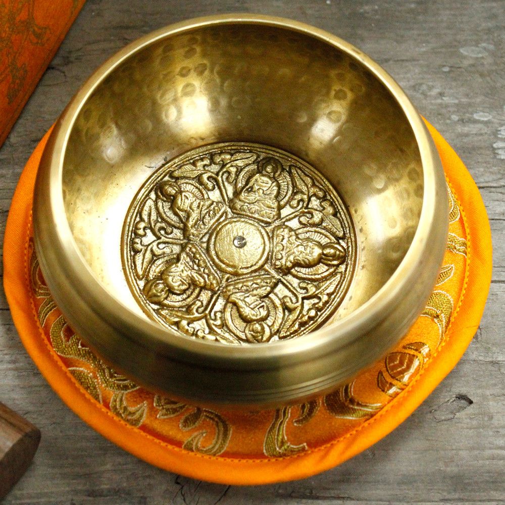Polished Five Buddha Singing Bowl Set 10Cm Min 400Gm 1 featuring natural patterning and unique variations - Positive Faith Hope Love