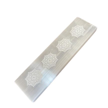 Polished Flat Bar Charging Plate 15cm - Mandala featuring natural patterning and unique variations - Positive Faith Hope Love