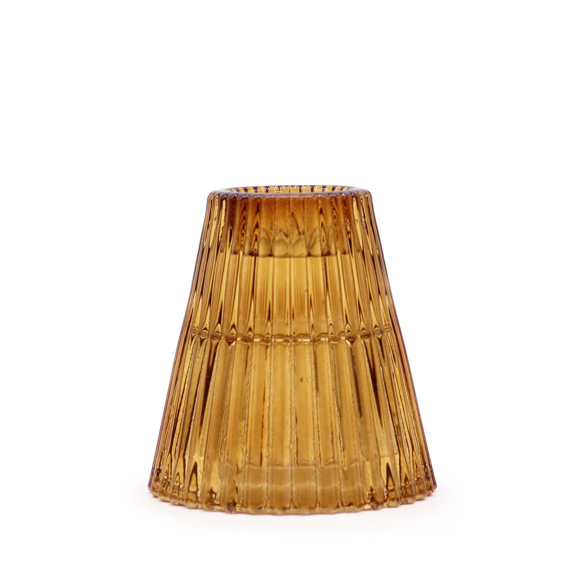 Polished Flip Dinner Candle / Tealight Holder - Antique Amber featuring natural patterning and unique variations - Positive Faith Hope Love