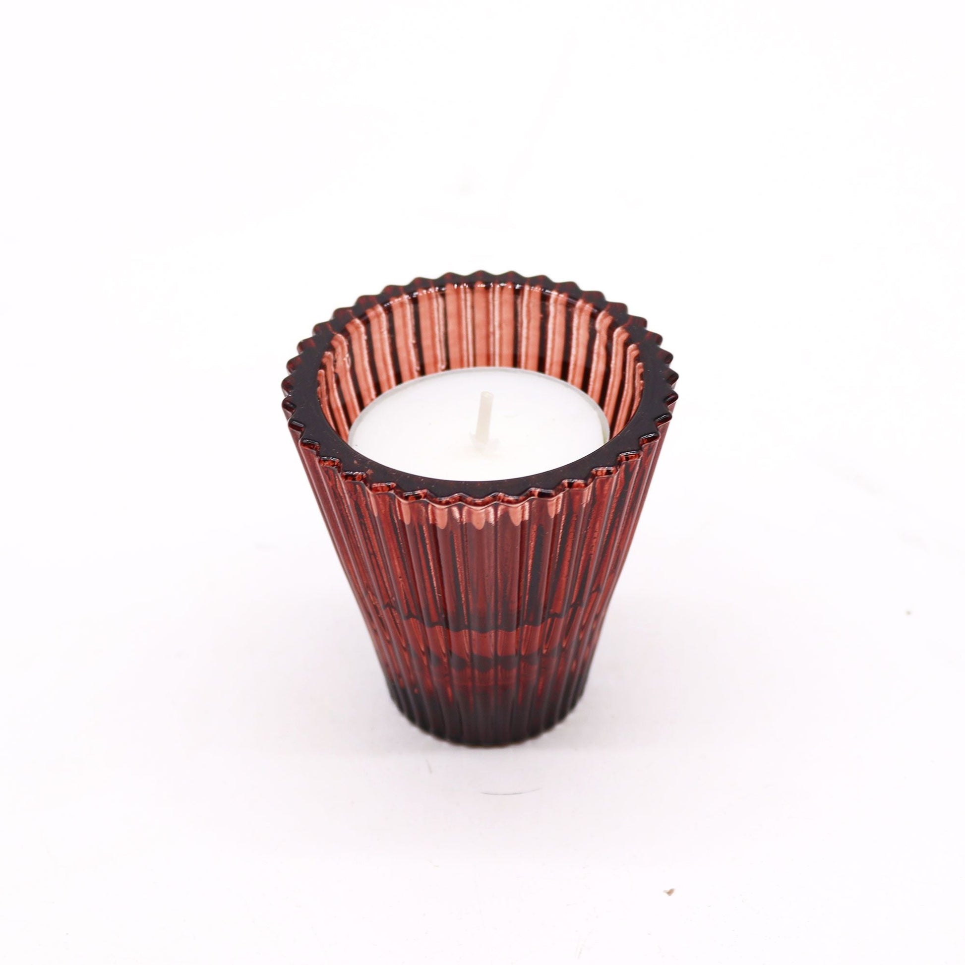 Polished Flip Dinner Candle / Tealight Holder - Vampire Red featuring natural patterning and unique variations - Positive Faith Hope Love