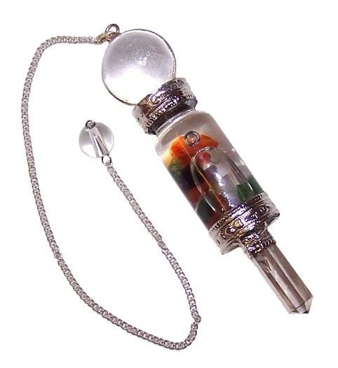 Polished Floating Chakra Pendulum featuring natural patterning and unique variations - Positive Faith Hope Love