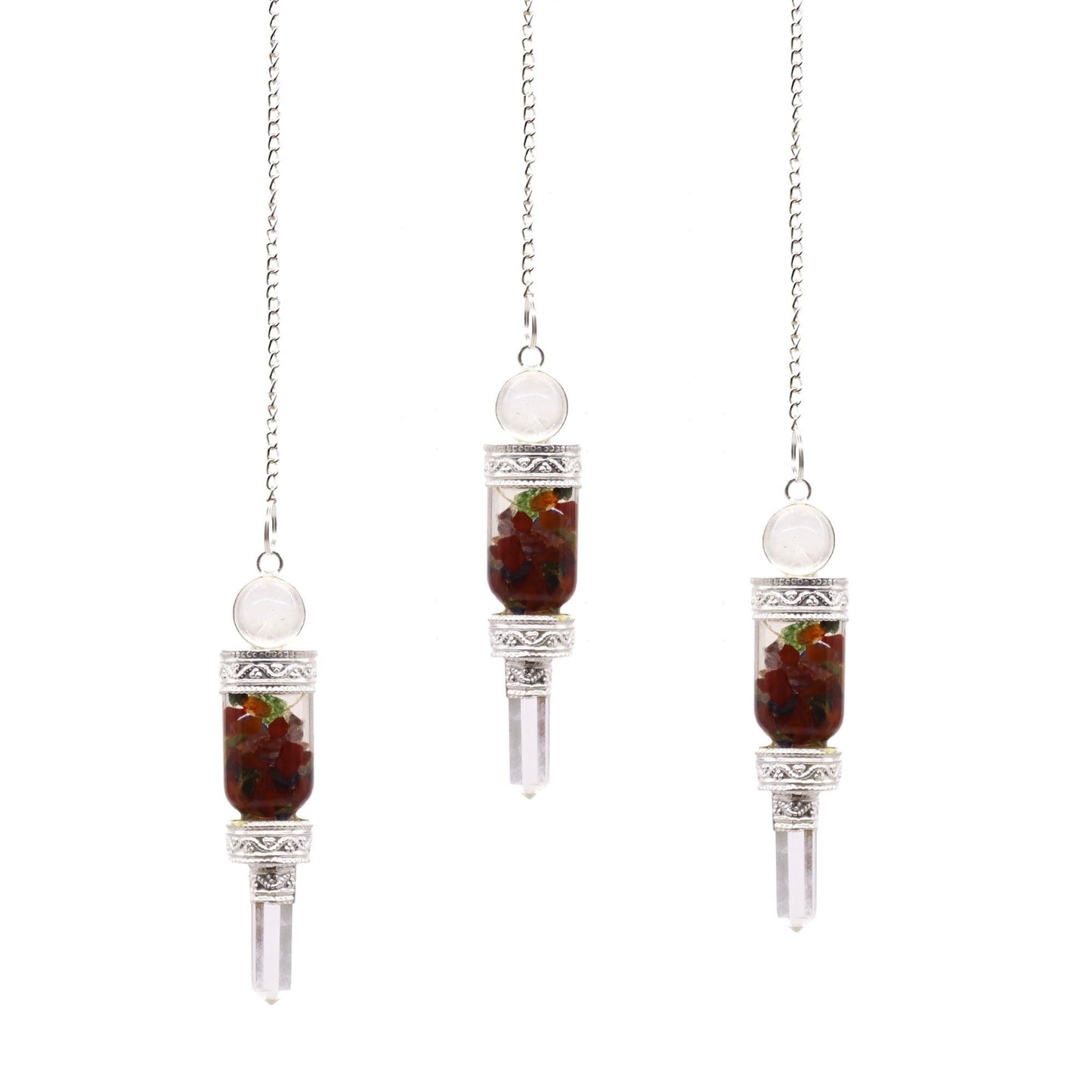 Polished Floating Chakra Pendulum featuring natural patterning and unique variations - Positive Faith Hope Love