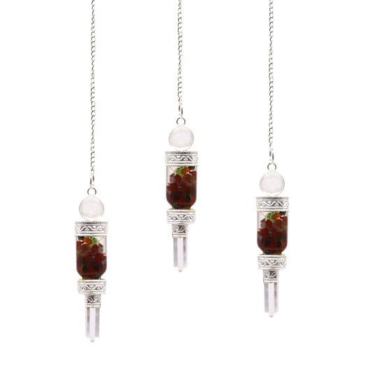 Polished Floating Chakra Pendulum featuring natural patterning and unique variations - Positive Faith Hope Love