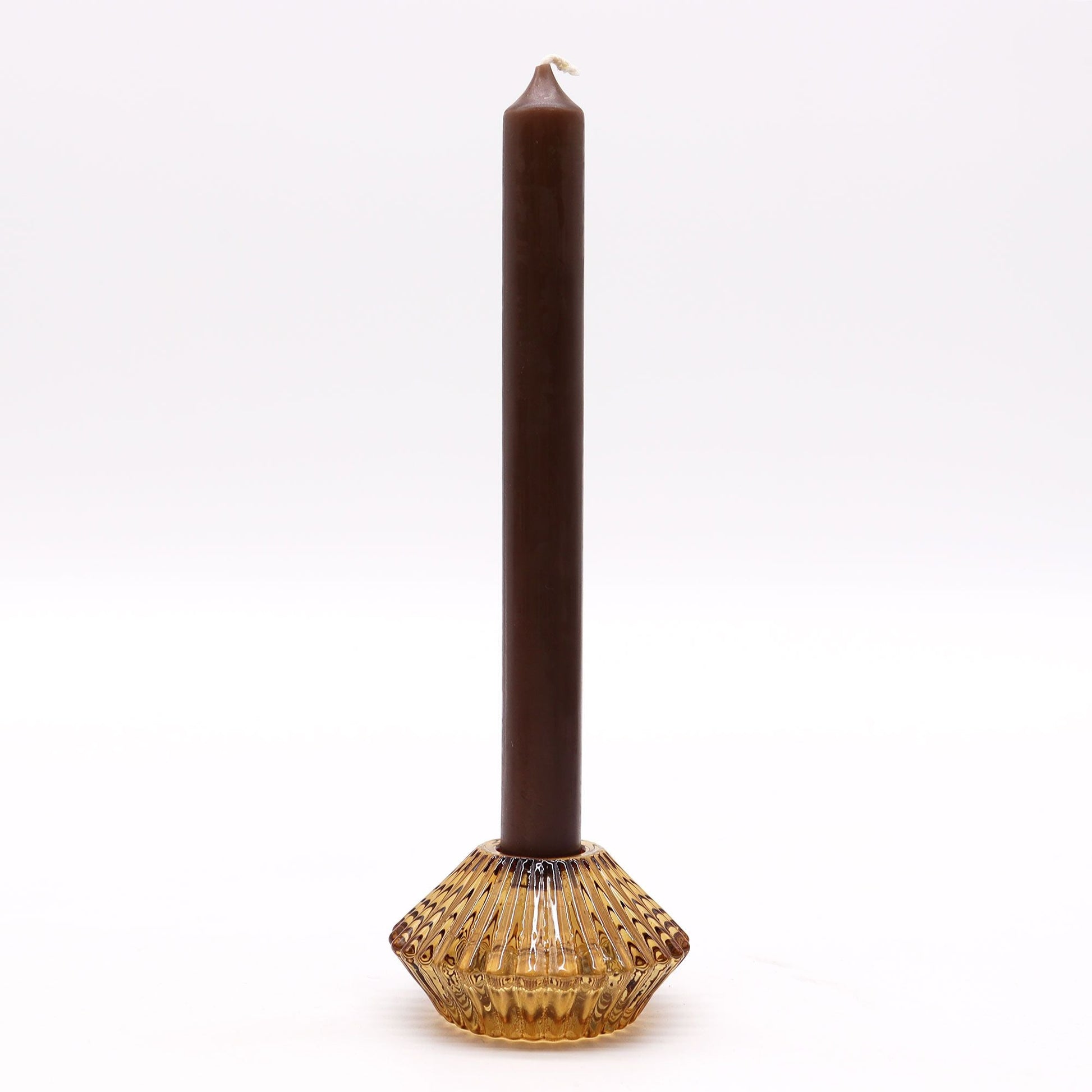 Polished Flower Flip Dinner Candle Tealight Holder Antique Amber featuring natural patterning and unique variations - Positive Faith Hope Love