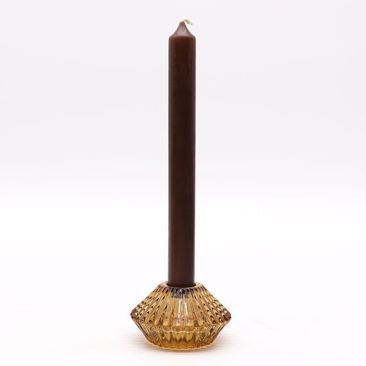 Polished Flower Flip Dinner Candle Tealight Holder Antique Amber featuring natural patterning and unique variations - Positive Faith Hope Love