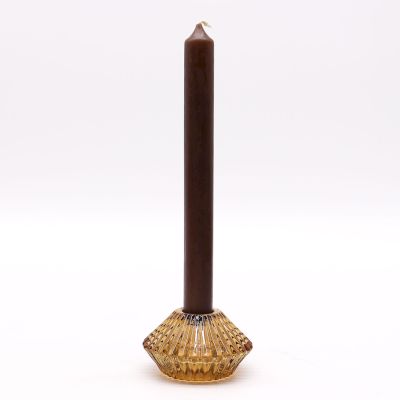 Polished Flower Flip Dinner Candle Tealight Holder Antique Amber featuring natural patterning and unique variations - Positive Faith Hope Love