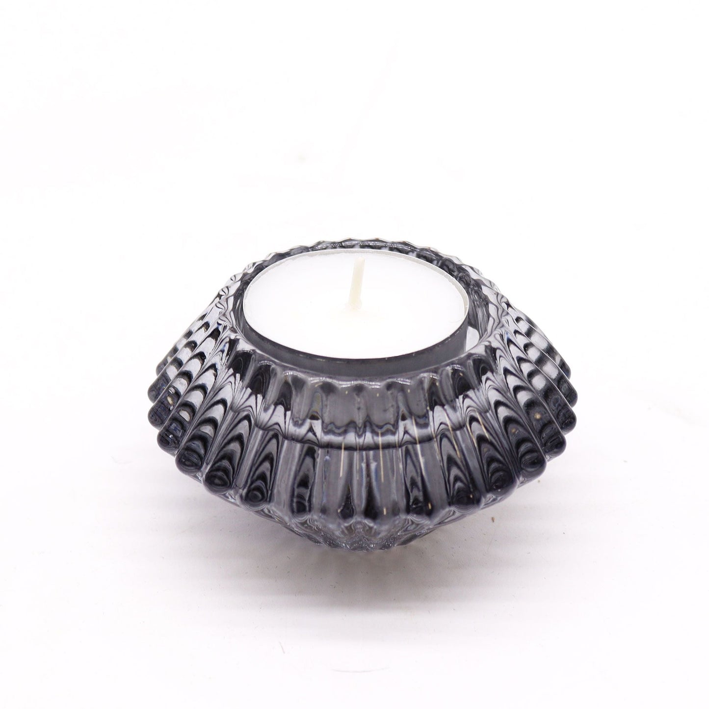 Polished Flower Flip Dinner Candle Tealight Holder Midnight Grey featuring natural patterning and unique variations - Positive Faith Hope Love