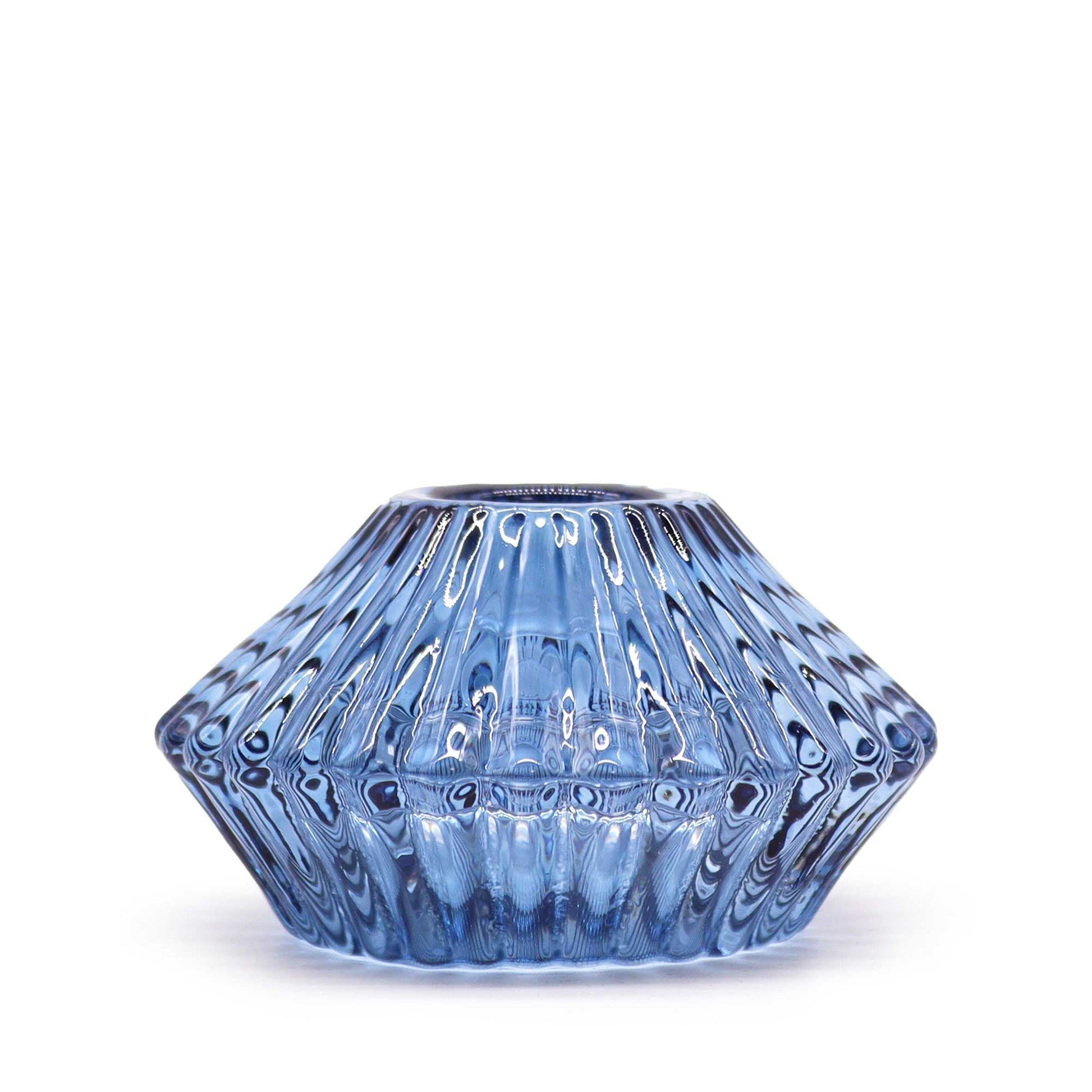 Polished Flower Flip Dinner Candle / Tealight Holder - Royal Blue featuring natural patterning and unique variations - Positive Faith Hope Love