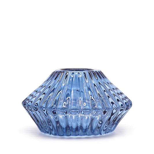 Polished Flower Flip Dinner Candle / Tealight Holder - Royal Blue featuring natural patterning and unique variations - Positive Faith Hope Love
