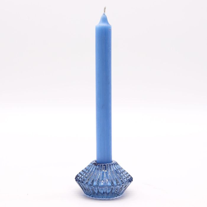 Polished Flower Flip Dinner Candle Tealight Holder Royal Blue featuring natural patterning and unique variations - Positive Faith Hope Love
