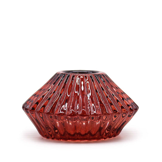 Polished Flower Flip Dinner Candle / Tealight Holder - Vampire Red featuring natural patterning and unique variations - Positive Faith Hope Love
