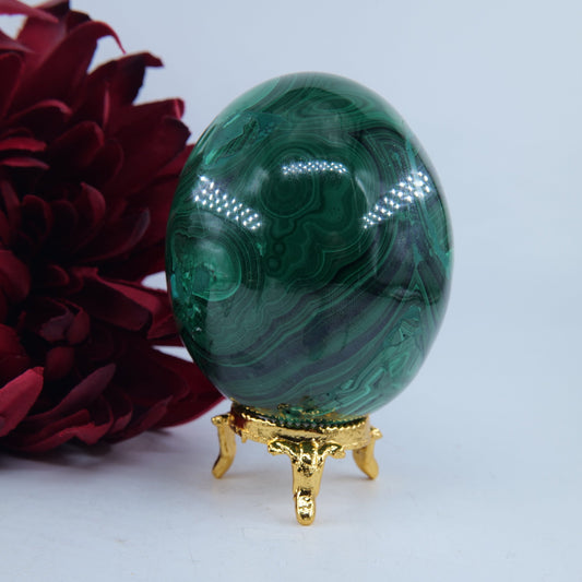 Polished Flower Malacite Egg 619g featuring natural patterning and unique variations - Positive Faith Hope Love