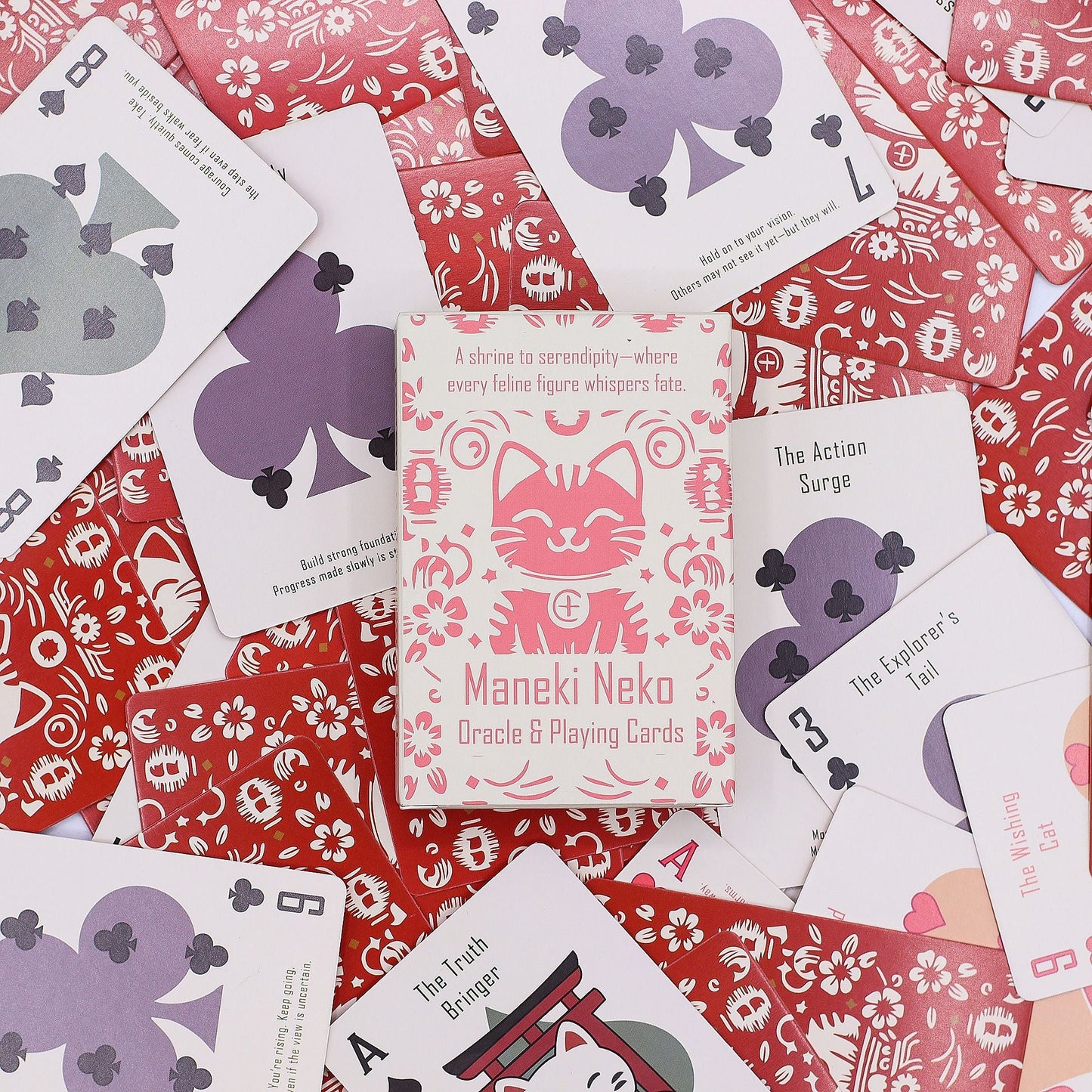 Fortune Cats Playing & Oracle Cards - Maneki Neko Deck - Positive Faith Hope Love