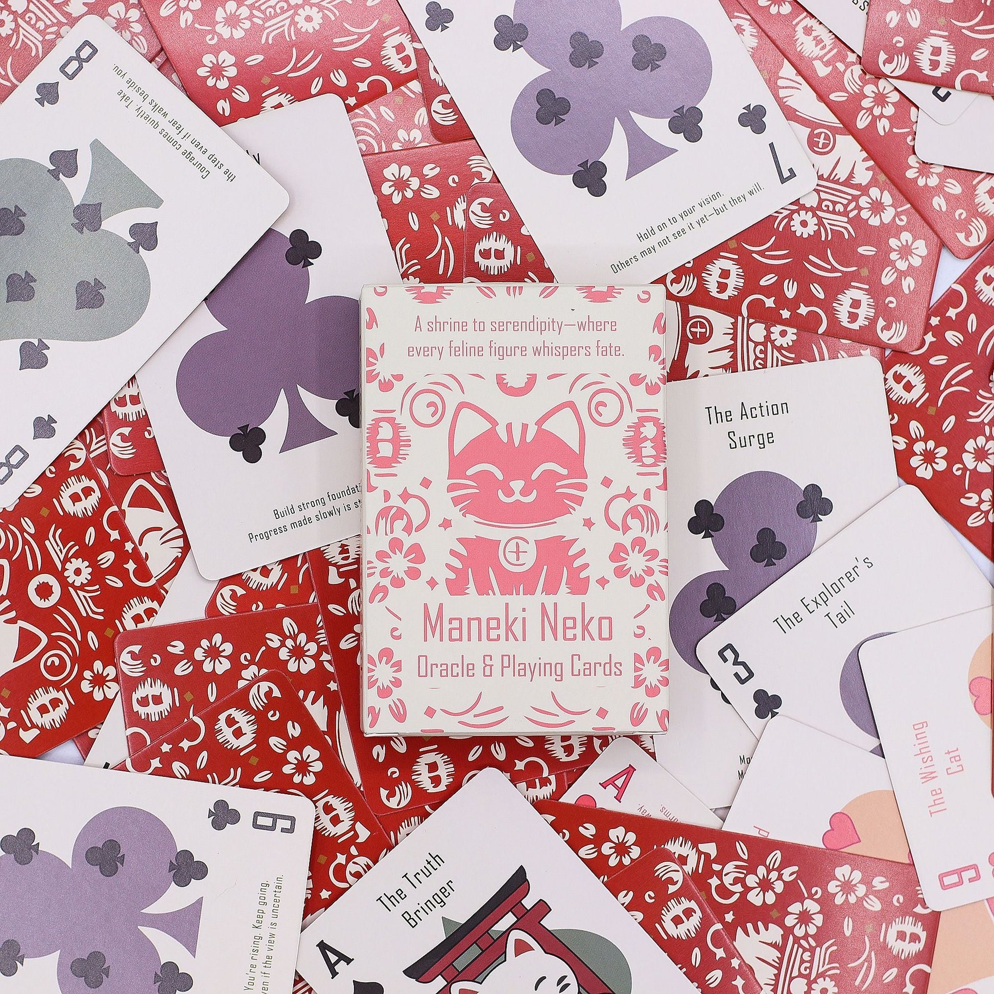 Fortune Cats Playing & Oracle Cards - Maneki Neko Deck - Positive Faith Hope Love