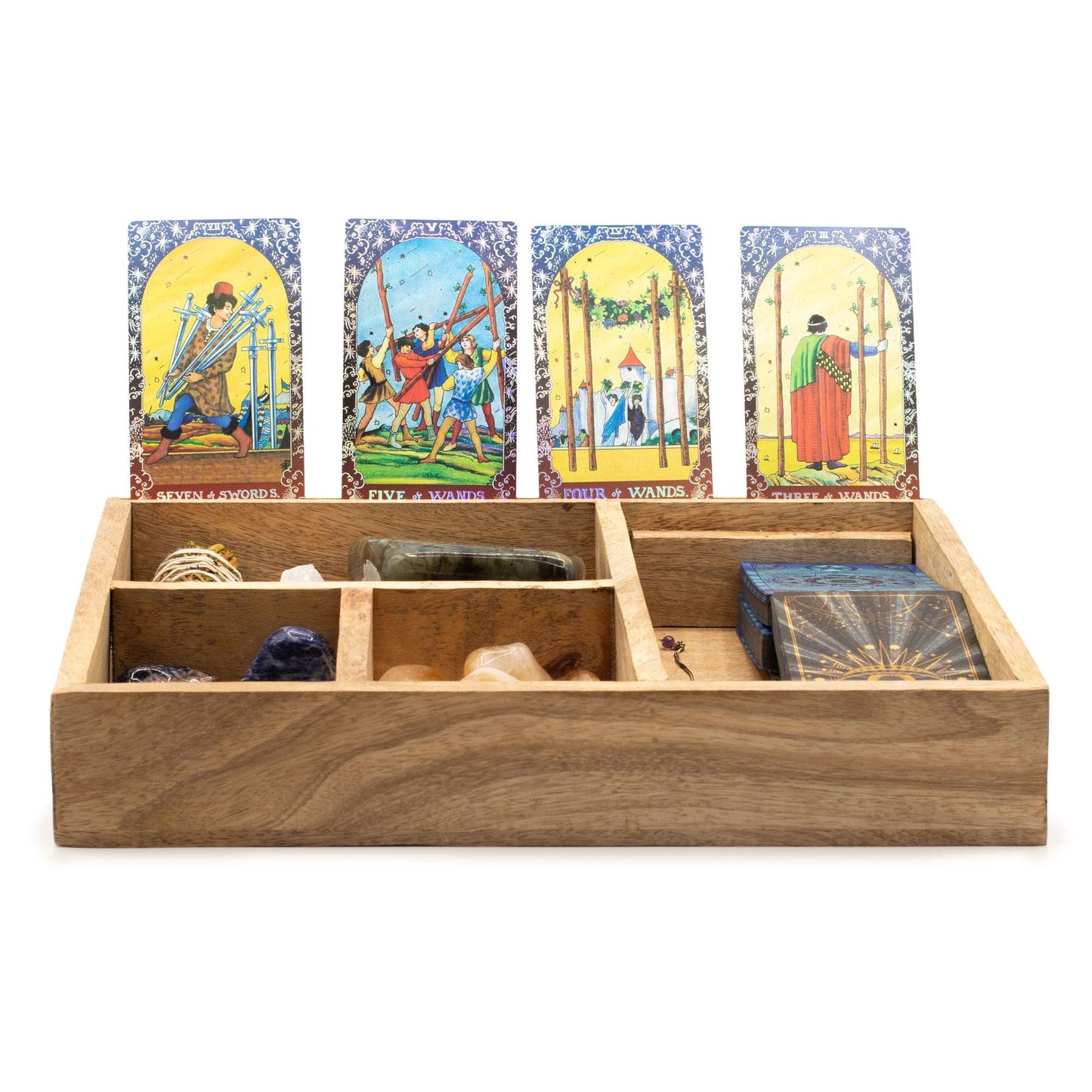 Four Section Tarot Box with Card Holder - Positive Faith Hope Love