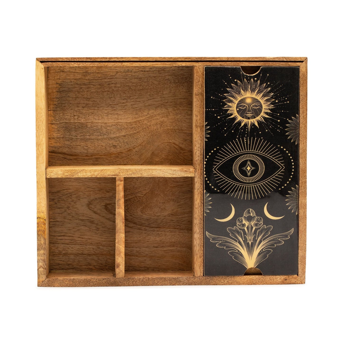 Four Section Tarot Box with Card Holder - Positive Faith Hope Love