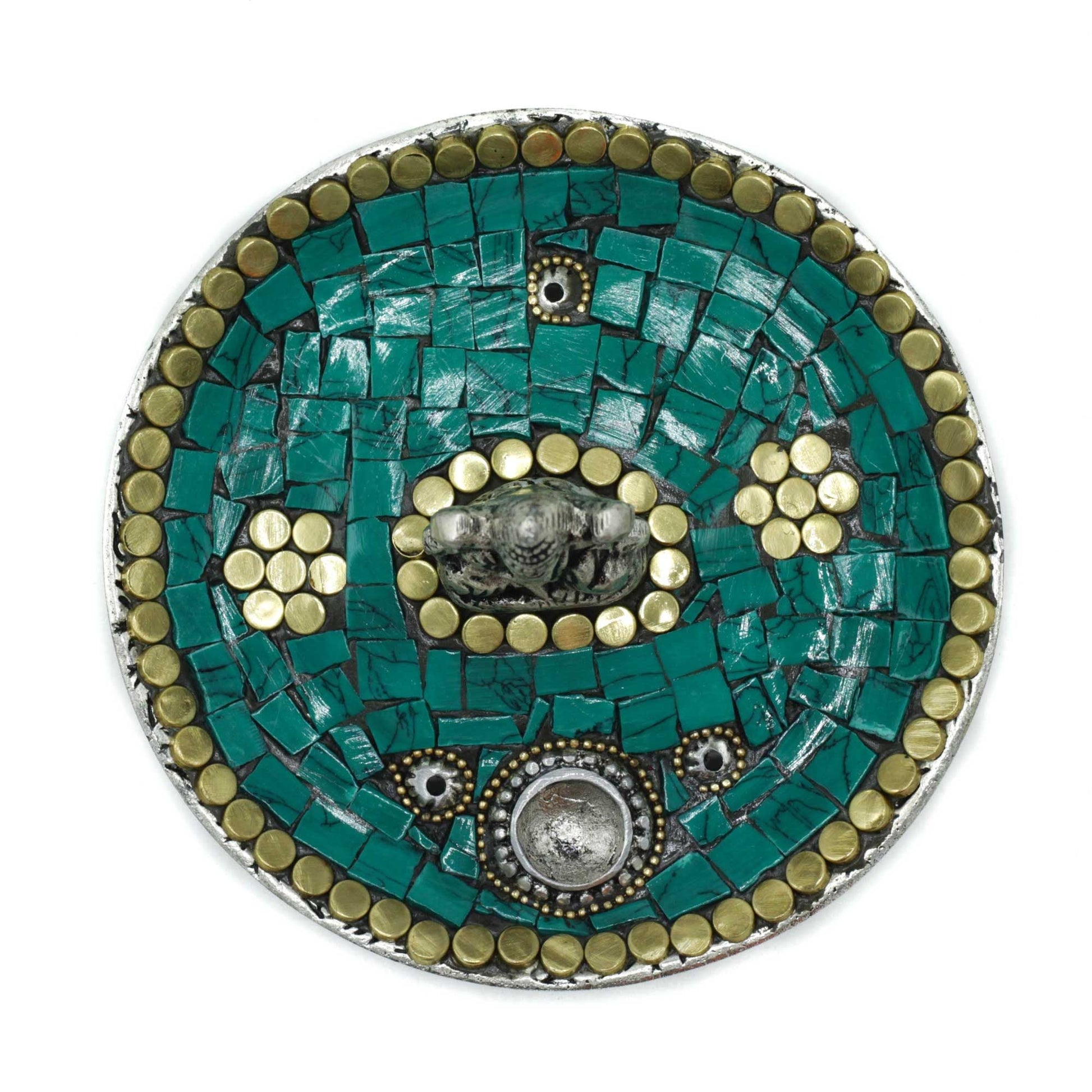 Polished Ganesh Plate Tibetan Decor Cone & Stick Holder featuring natural patterning and unique variations - Positive Faith Hope Love