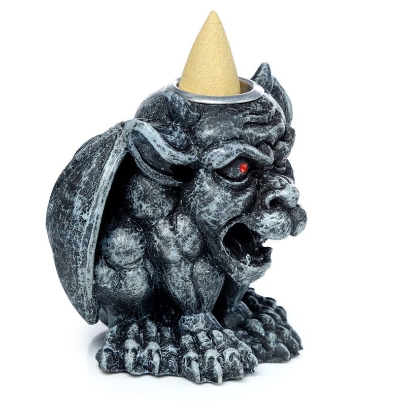 Polished Gargoyle Backflow Incense Burner 1 featuring natural patterning and unique variations - Positive Faith Hope Love