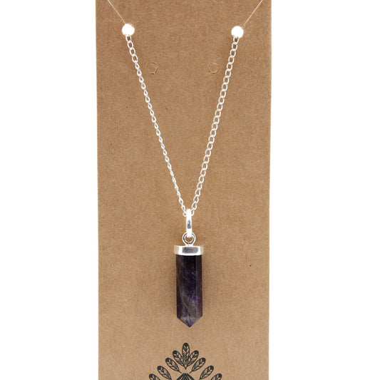 Polished Gemstone Classic Point Pendant Amethyst 2 featuring rich purple colour and natural clarity - Positive Faith Hope Love