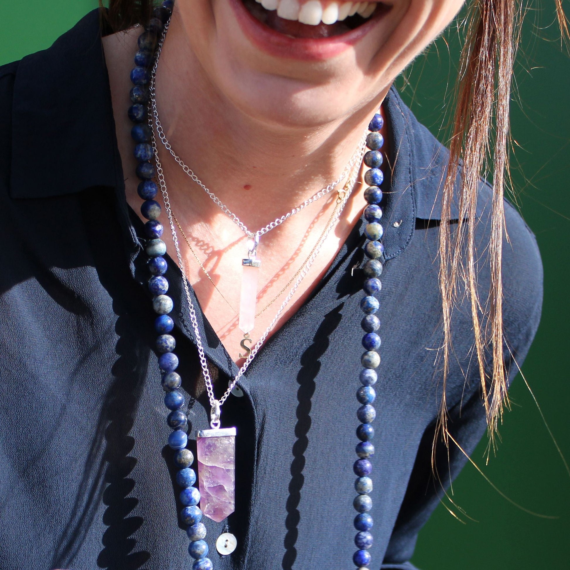 Polished Gemstone Classic Point Pendant Black Agate 1 featuring banded patterns and glossy finish - Positive Faith Hope Love