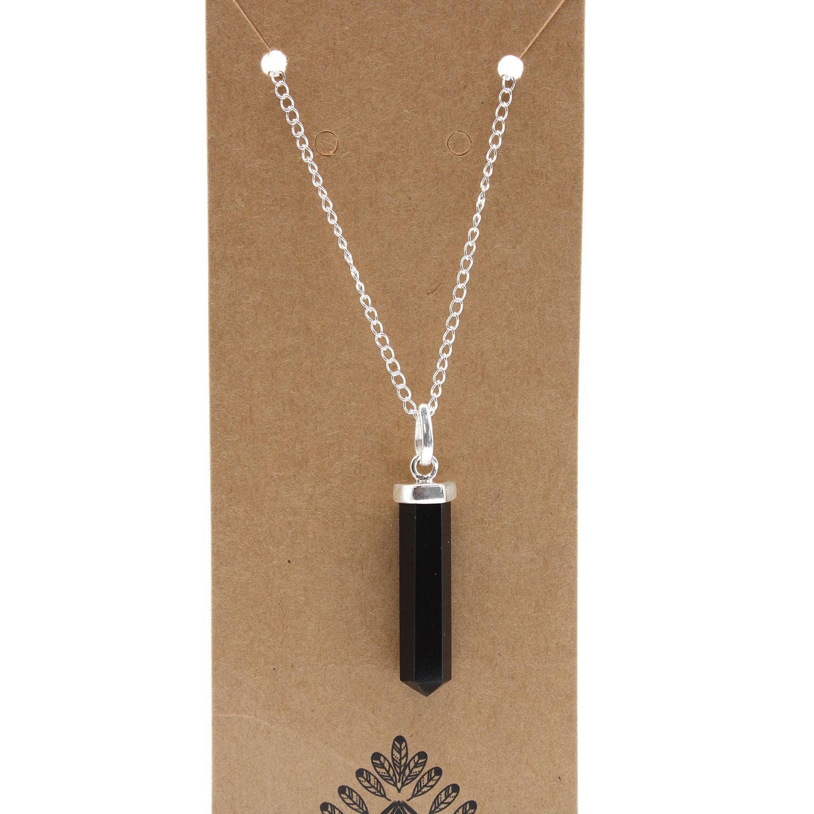 Polished Gemstone Classic Point Pendant Black Agate 1 featuring banded patterns and glossy finish - Positive Faith Hope Love