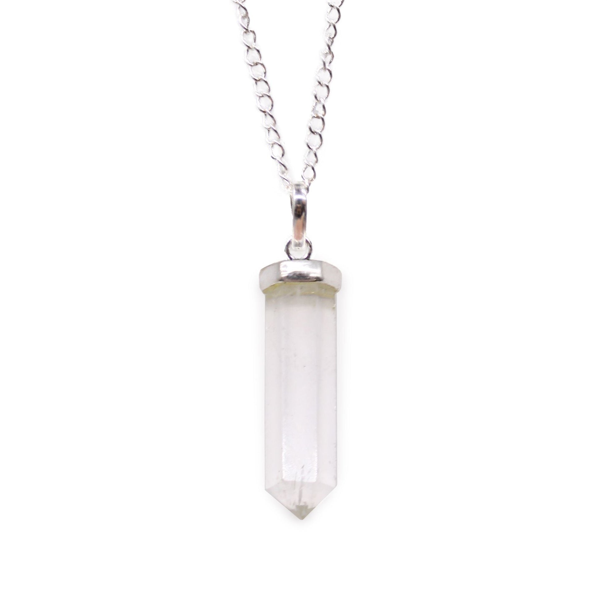 Polished Gemstone Classic Point Pendant Rock Quartz 3 featuring natural patterning and unique variations - Positive Faith Hope Love