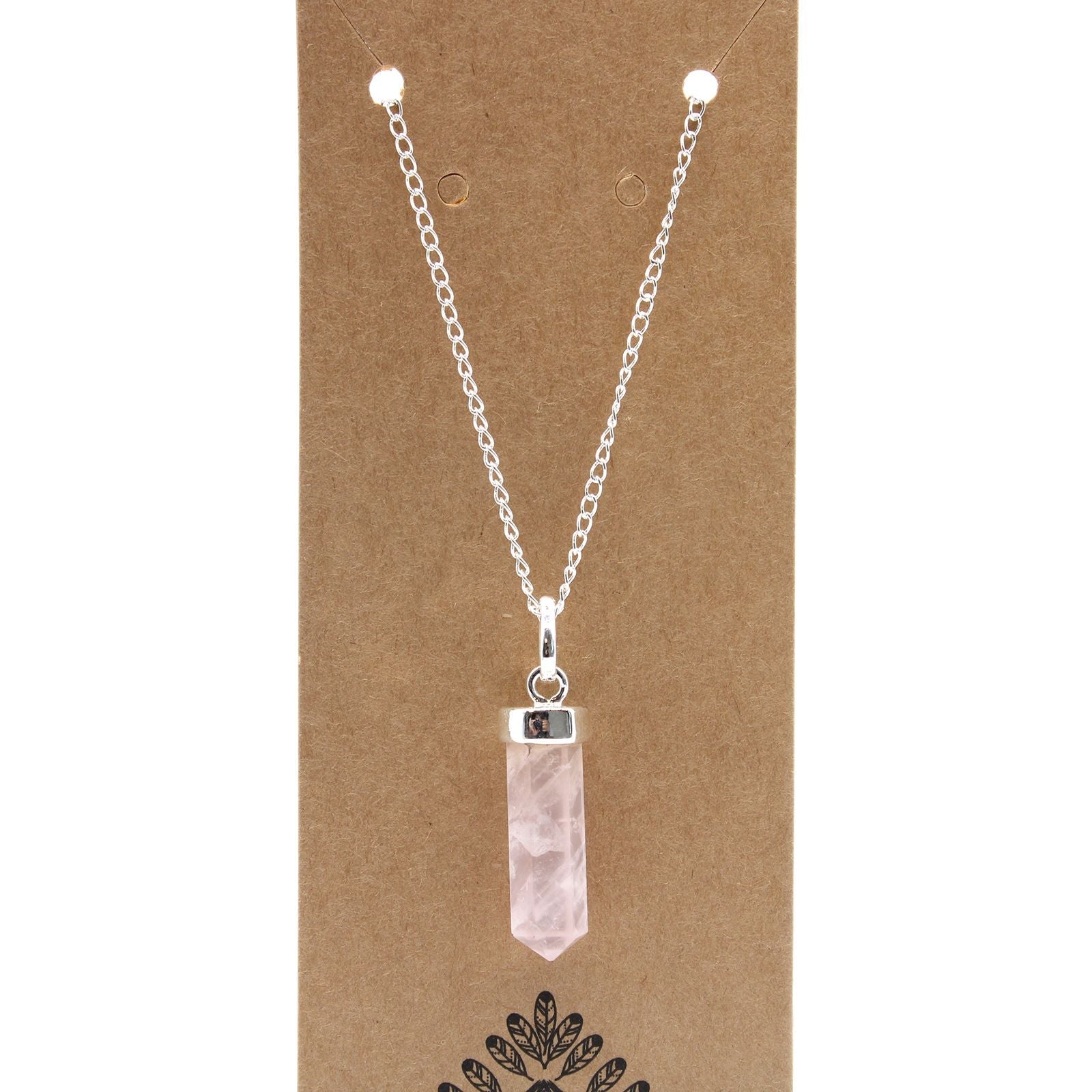 Polished Gemstone Classic Point Pendant Rose Quartz featuring soft pink tone and gentle translucence - Positive Faith Hope Love