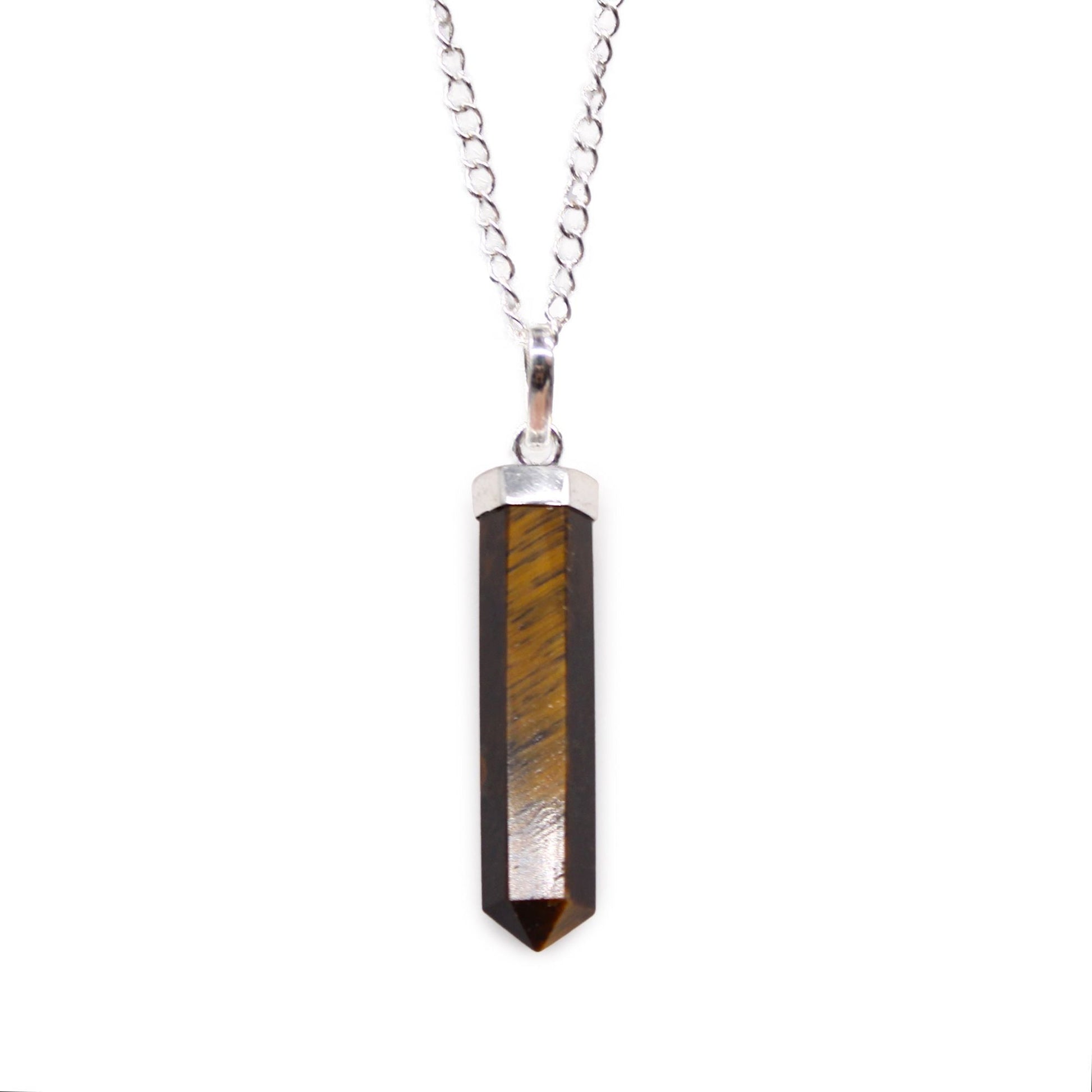Polished Gemstone Classic Point Pendant Tiger Eye 2 featuring natural patterning and unique variations - Positive Faith Hope Love