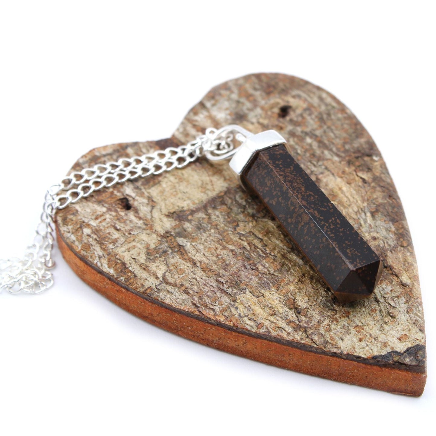 Polished Gemstone Classic Point Pendant Tiger Eye 2 featuring natural patterning and unique variations - Positive Faith Hope Love