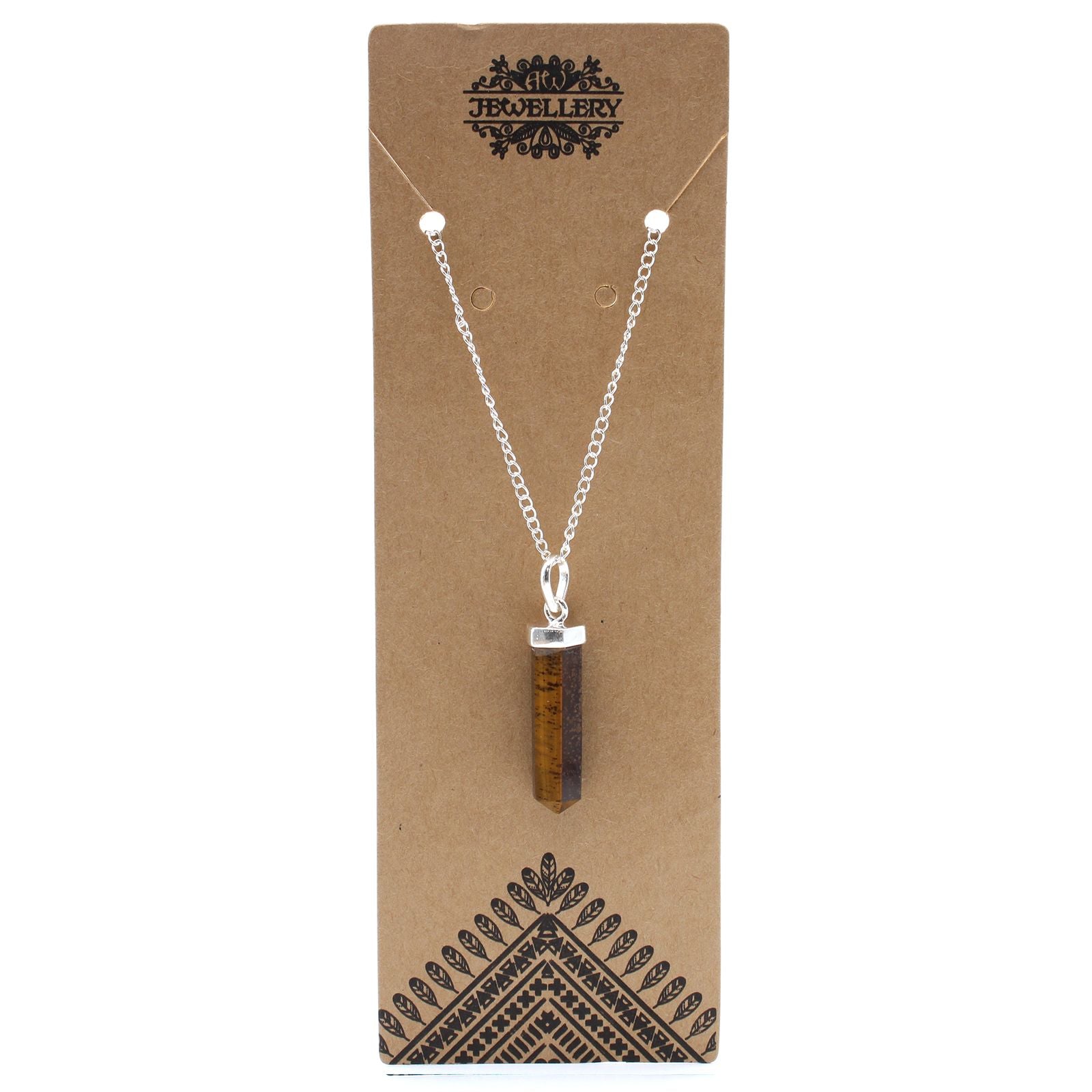 Polished Gemstone Classic Point Pendant - Tiger Eye featuring natural patterning and unique variations - Positive Faith Hope Love