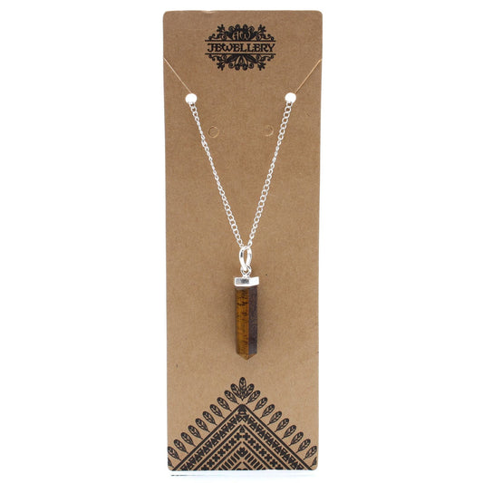 Polished Gemstone Classic Point Pendant - Tiger Eye featuring natural patterning and unique variations - Positive Faith Hope Love