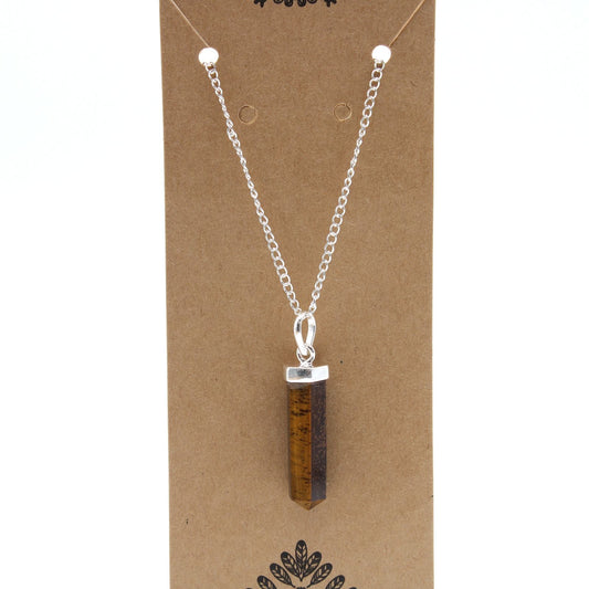 Polished Gemstone Classic Point Pendant Tiger Eye 2 featuring natural patterning and unique variations - Positive Faith Hope Love