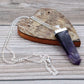 Polished Gemstone Flat Pencil Pendant Amethyst featuring rich purple colour and natural clarity - Positive Faith Hope Love