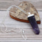 Polished Gemstone Flat Pencil Pendant Amethyst featuring rich purple colour and natural clarity - Positive Faith Hope Love