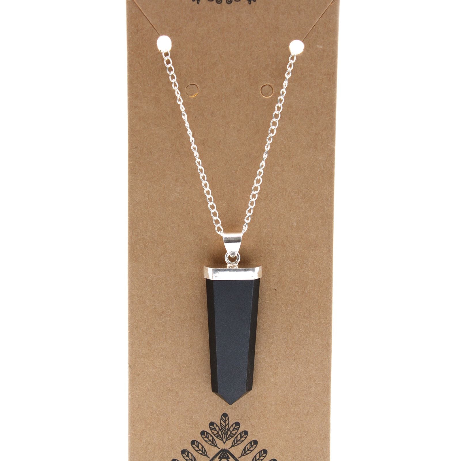 Polished Gemstone Flat Pencil Pendant Black Agate featuring banded patterns and glossy finish - Positive Faith Hope Love