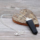 Polished Gemstone Flat Pencil Pendant Black Agate featuring banded patterns and glossy finish - Positive Faith Hope Love
