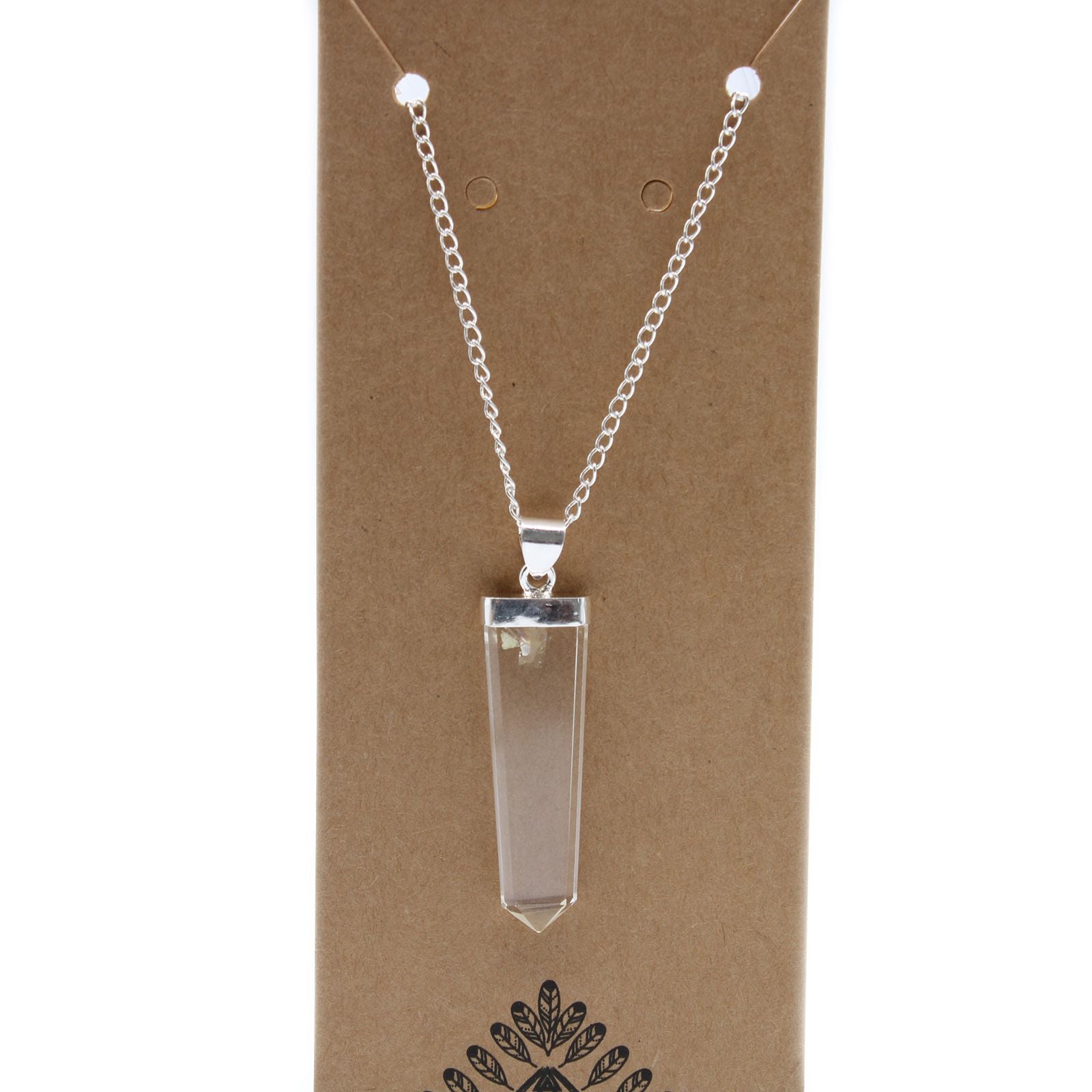 Polished Gemstone Flat Pencil Pendant Rock Quartz 1 featuring natural patterning and unique variations - Positive Faith Hope Love