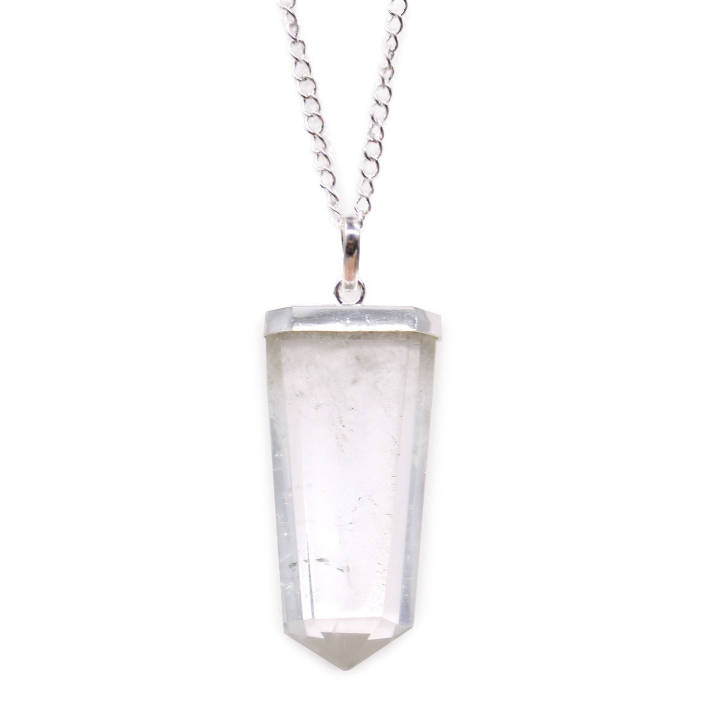 Polished Gemstone Flat Pencil Pendant Rock Quartz 1 featuring natural patterning and unique variations - Positive Faith Hope Love