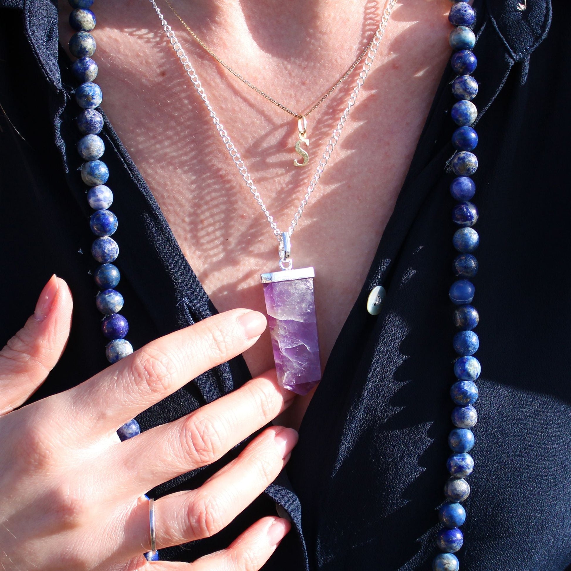 Polished Gemstone Flat Pencil Pendant Rock Quartz 1 featuring natural patterning and unique variations - Positive Faith Hope Love