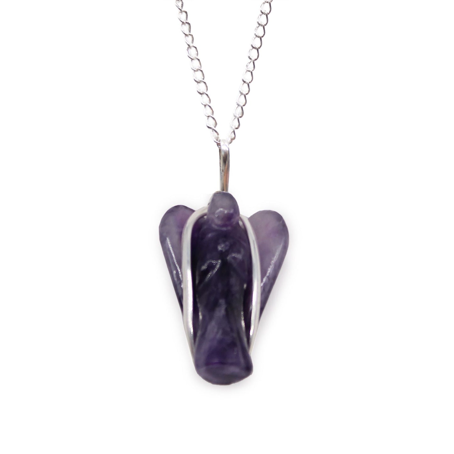 Polished Gemstone Guardian Angel Pendant Amethyst 2 featuring rich purple colour and natural clarity - Positive Faith Hope Love