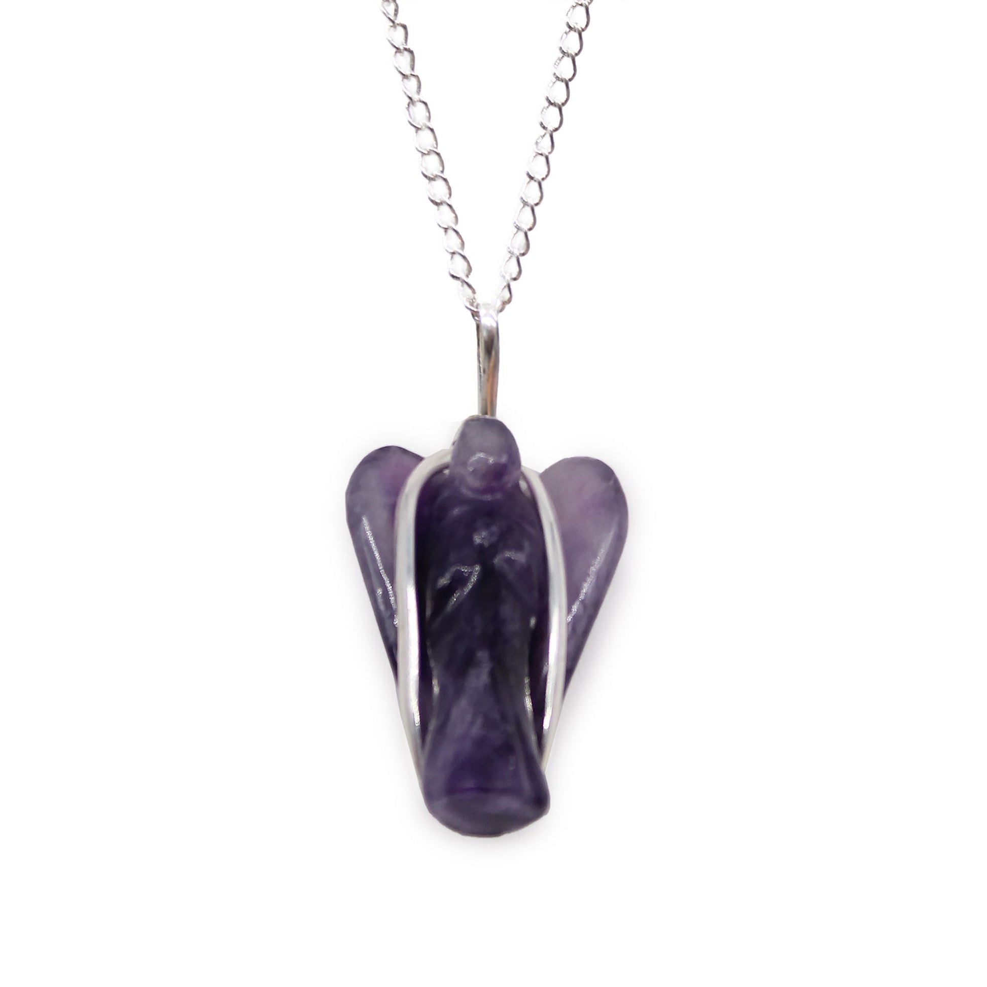 Polished Gemstone Guardian Angel Pendant Amethyst 2 featuring rich purple colour and natural clarity - Positive Faith Hope Love