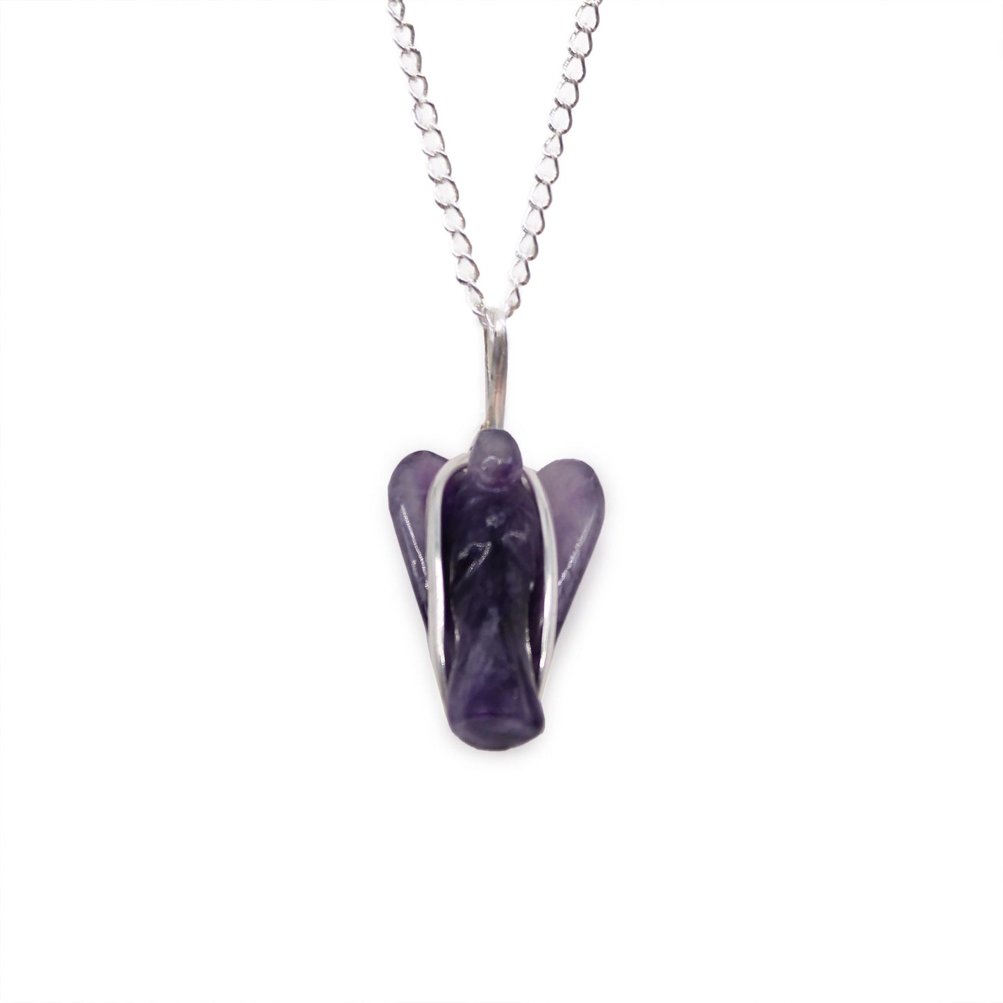 Polished Gemstone Guardian Angel Pendant Amethyst 2 featuring rich purple colour and natural clarity - Positive Faith Hope Love