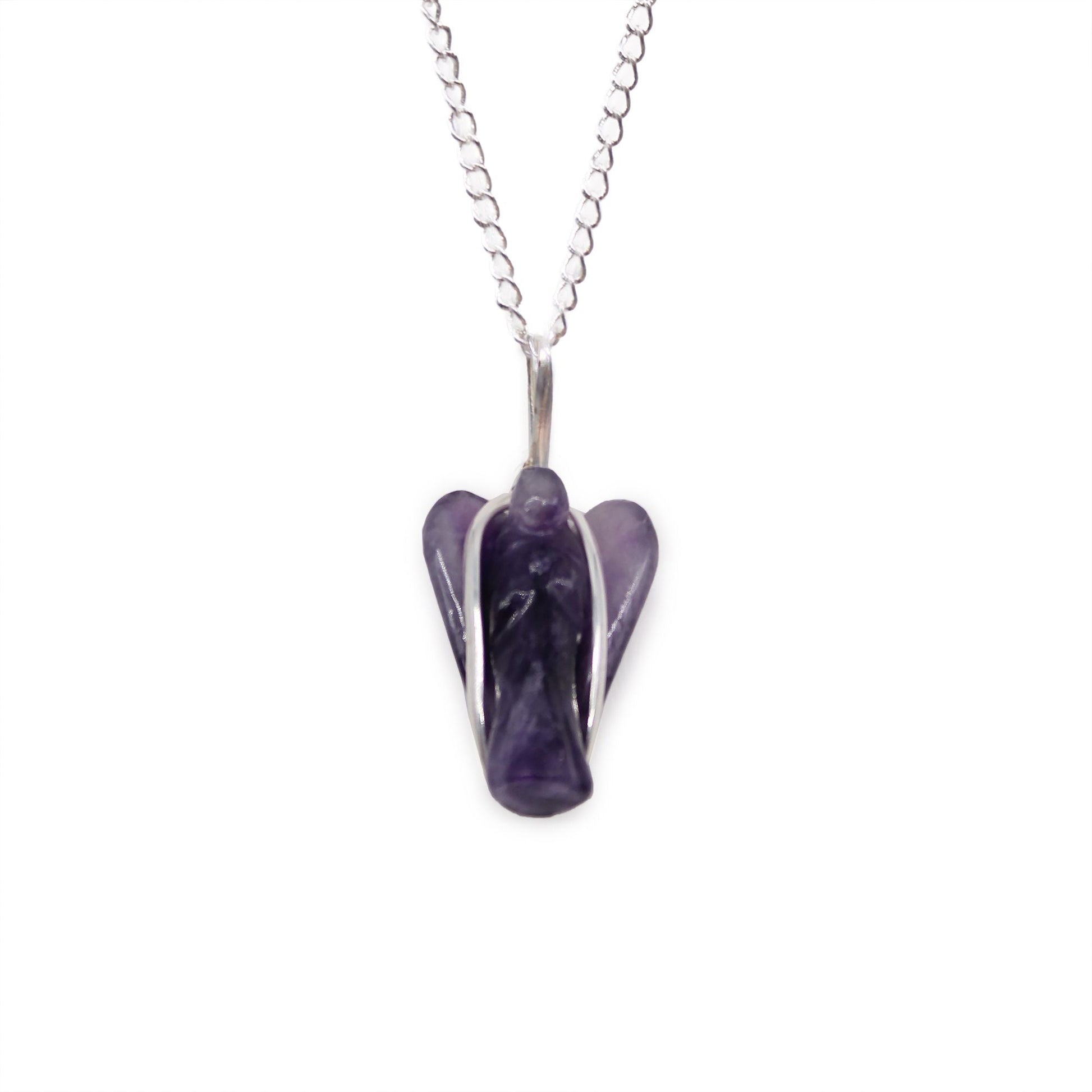 Polished Gemstone Guardian Angel Pendant Amethyst 2 featuring rich purple colour and natural clarity - Positive Faith Hope Love