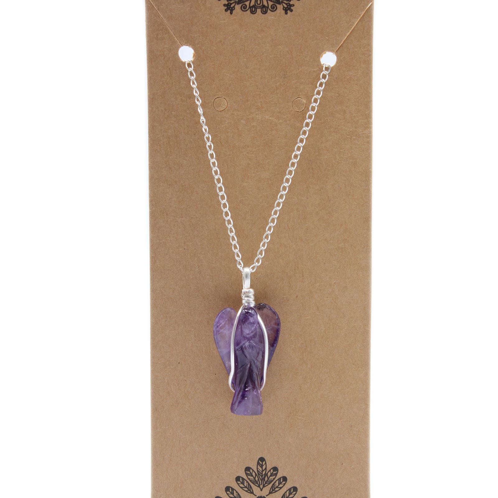Polished Gemstone Guardian Angel Pendant Amethyst 2 featuring rich purple colour and natural clarity - Positive Faith Hope Love