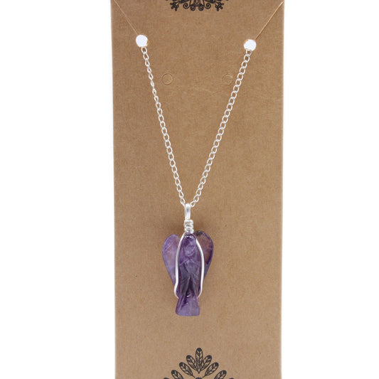 Polished Gemstone Guardian Angel Pendant Amethyst 2 featuring rich purple colour and natural clarity - Positive Faith Hope Love