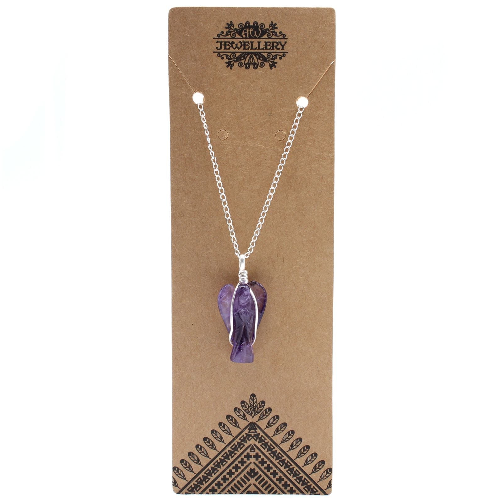 Polished Gemstone Guardian Angel Pendant - Amethyst featuring rich purple colour and natural clarity - Positive Faith Hope Love